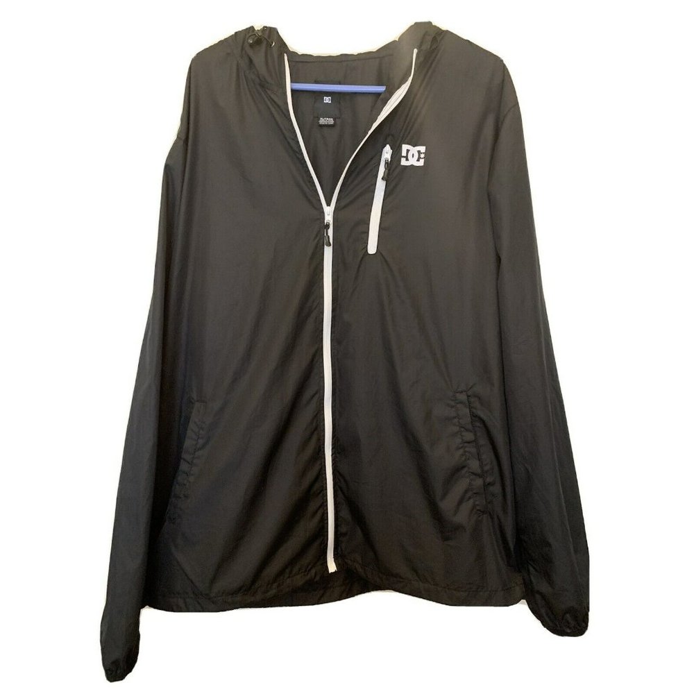 DC Shoes Retro Water Resistant Hooded Windbreaker Zip Up Jacket XL